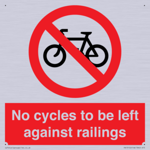 No cycles to be left against railings